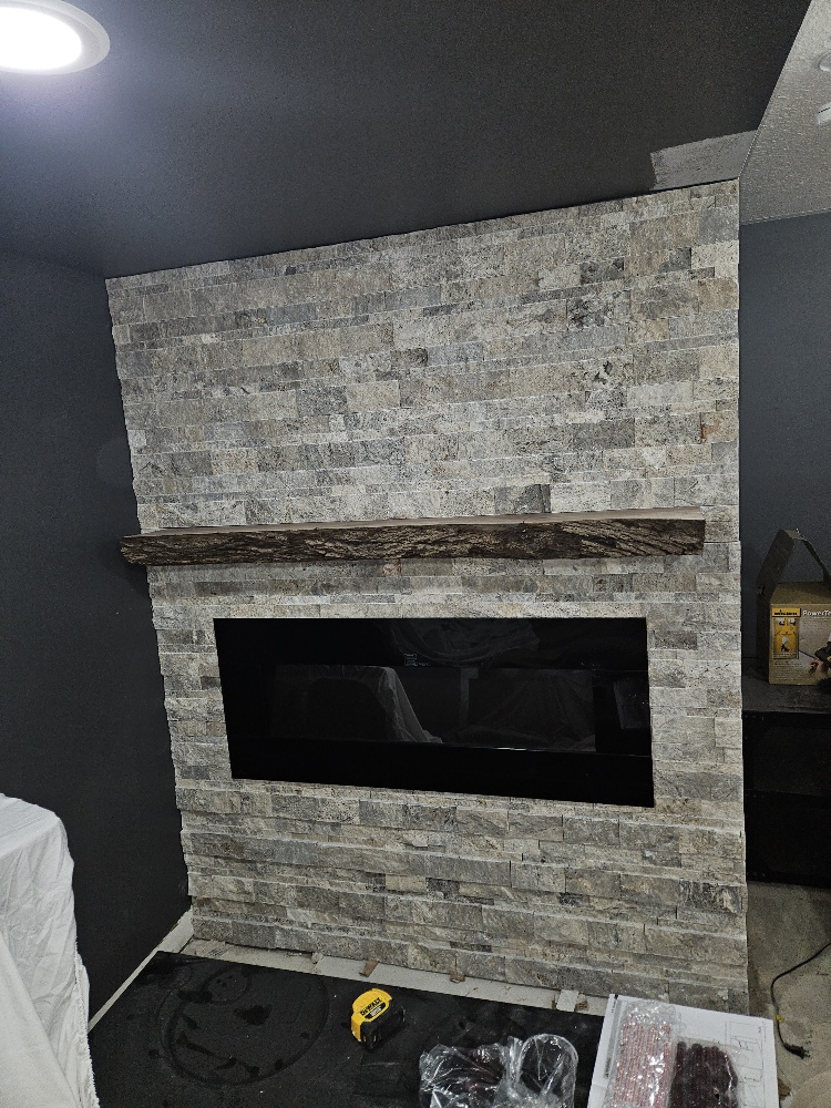 Stone Fireplace Feature Wall Installation